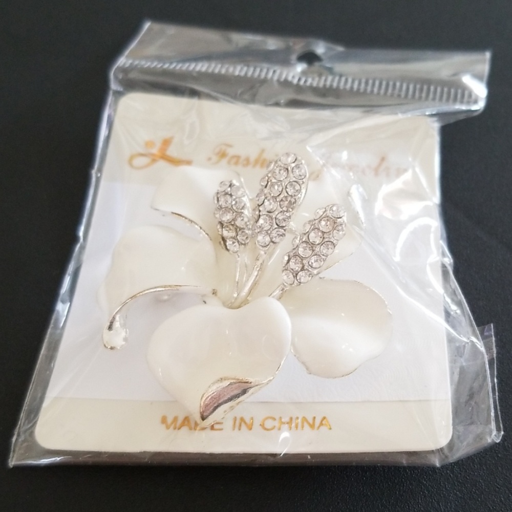 Lovely White and Silver Brooch